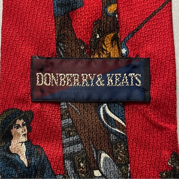 Men’s Donberry & Keats Red 100% Silk Golfer Tie VGUC - Picture 2 of 10